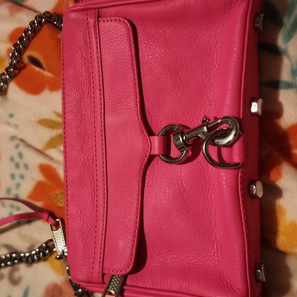 Rebecca Minkoff Bright Pink Leather Purse. 28 Long, 9x6 Body. Excellent Used. - Picture 4 of 8